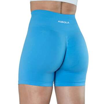 AUROLA Intensify Workout Shorts for Women Seamless Scrunch Short Gym Yoga Running Sport Active Exercise Fitness Shorts(M,Azure Blue)