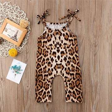 GUMEMO Toddler Baby Girls Sleeveless Jumpsuit Summer Clothes Outfit Leopard Straps Romper One-Piece Bodysuit 6-12 Months