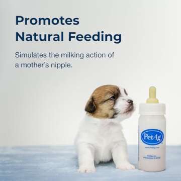 Pet-Ag Nursing Kit - 2 oz - Promotes the Natural Feeding of Liquids to Baby Animals - Each Kit Includes 2 oz. Bottle with Cap, 5 Nipples & Cleaning Brush