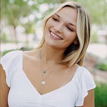 Ldurian Gold Dainty Necklace, Layered Silver Necklaces for Women, 14K White Gold-Plated Disc Necklac...