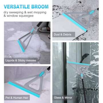 Rubber Squeegee Broom for Floor - RONSUNG Multifunction Scraping Silicone Broom Sweeper, Squeeze Bro...