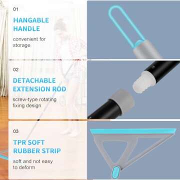 Rubber Squeegee Broom for Floor - RONSUNG Multifunction Scraping Silicone Broom Sweeper, Squeeze Broom Sweeping Water, Fine Dust Remover, Cleaning Pet Hair, Glass Windows