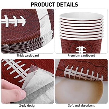 Durony Football Party Set with Plates and Cups 64 Pack