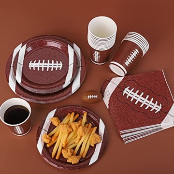 Durony Football Party Set with Plates and Cups 64 Pack