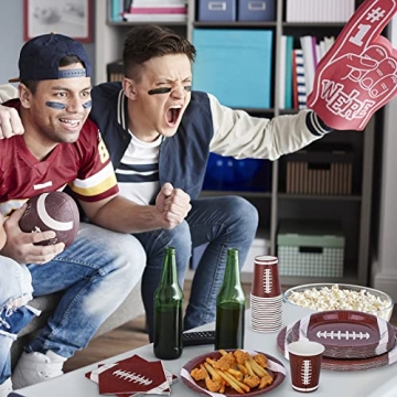 Durony Football Party Set with Plates and Cups 64 Pack