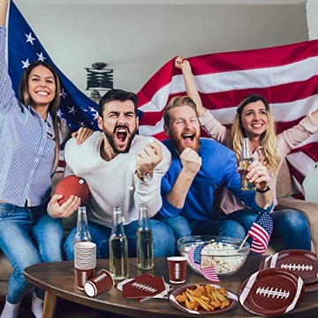 Durony Football Party Set with Plates and Cups 64 Pack