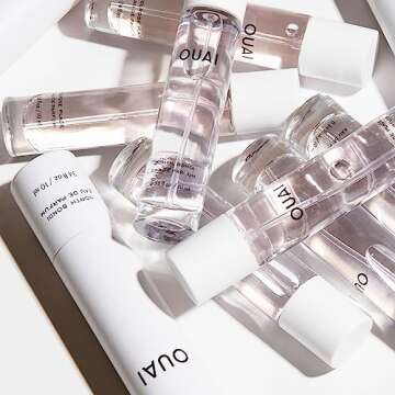 OUAI Melrose Place Eau de Parfum Set - Elegant Womens Perfume for Everyday Wear - Fresh Floral Scent, Notes of Champagne, Bergamot & Rose with Hints of Cedarwood & Lychee (2 Count, 0.34 Oz/1.7 Oz)