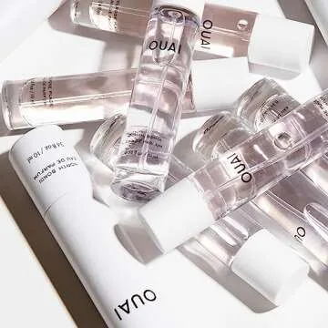 OUAI Melrose Place Eau de Parfum Set - Elegant Womens Perfume for Everyday Wear - Fresh Floral Scent, Notes of Champagne, Bergamot & Rose with Hints of Cedarwood & Lychee (2 Count, 0.34 Oz/1.7 Oz)