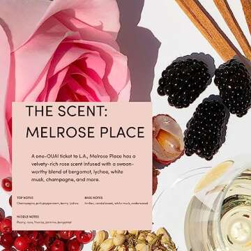 OUAI Melrose Place Eau de Parfum Set - Elegant Womens Perfume for Everyday Wear - Fresh Floral Scent, Notes of Champagne, Bergamot & Rose with Hints of Cedarwood & Lychee (2 Count, 0.34 Oz/1.7 Oz)