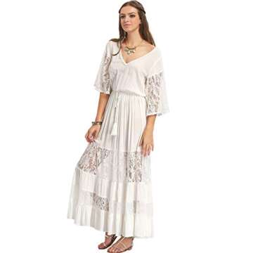 Milumia Women's Bohemian Maxi Dress with Drawstring Waist