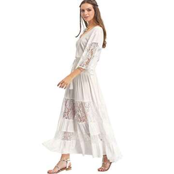 Milumia Women's Bohemian Maxi Dress with Drawstring Waist