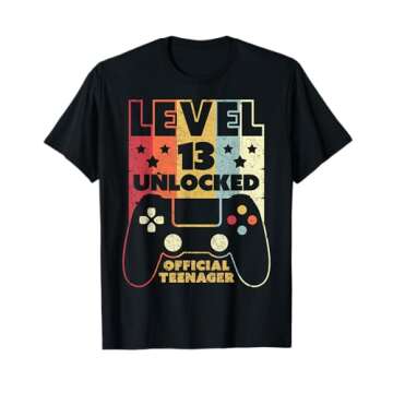 13th Birthday Shirt. Level 13 Unlocked Official Teenager T-Shirt