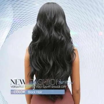 Allbell Wavy Black Wig with Bangs - Affordable & Stylish