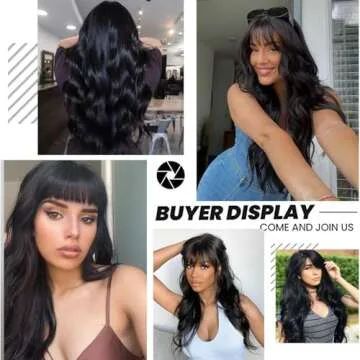 Allbell Wavy Black Wig with Bangs - Affordable & Stylish