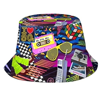 LVGOOKI Funny Retro 80s 90's Style Design Unisex Reversible Bucket Hat