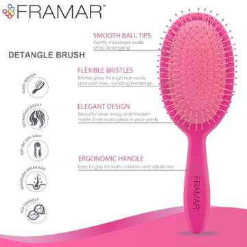 Framar Detangling Brush for Curly Hair – Hair Brushes for Women Detangler, Hair Brush for Women, Hair Detangler Brush for Curly Hair, Elegant Hair Brush Detangler Kids Hair Brush
