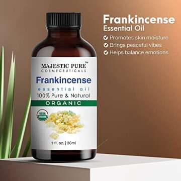 Majestic Pure Frankincense Essential Oil - USDA Organic 1 fl oz | Premium Quality Oil for Skincare, Diffuser, Hair Oil & Aromatherapy
