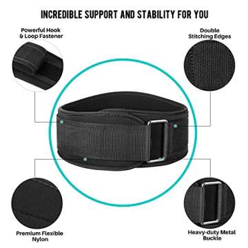 Tankufudio Weight Lifting Belt, 6" Back Lumbar Support Lifting Belt, Workout Belt for Functional Cor...