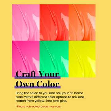 Beetles Gel Nail Polish Set, Neon Varnish 6 Colors Soak Off LED Nail Kit Neon Yellow Green Hot Pink Orange Red Nail Art Gifts for Women