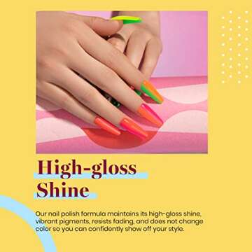 Beetles Gel Nail Polish Set, Neon Varnish 6 Colors Soak Off LED Nail Kit Neon Yellow Green Hot Pink Orange Red Nail Art Gifts for Women
