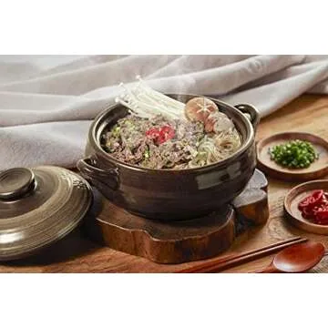 Dolsot Korean Stone Bowl Clay Pots For Cooking Korean Pot Ceramic Cooking Pot Korean Stone Pot Korean Bowl Onggi Kimchi Pot Stone Donabe Pot Crazy Claypot Ttukbaegi Pot With Lid 뚝배기 (large 34oz)