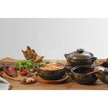 Dolsot Korean Stone Bowl Clay Pots For Cooking Korean Pot Ceramic Cooking Pot Korean Stone Pot Korean Bowl Onggi Kimchi Pot Stone Donabe Pot Crazy Claypot Ttukbaegi Pot With Lid 뚝배기 (large 34oz)