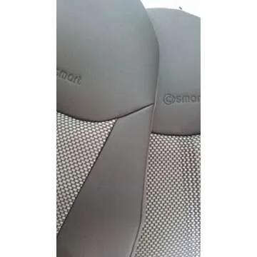 Car Seat Covers | Leatherette (Sides) & Two Tone Synthetic Fishnet (Insert) | Custom Made, Compatible with Smart Fortwo 2007-2014 (451) | Sponge/Foam Padding | Black Sides/Gray & Black Insert