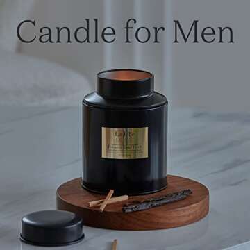 Candles for Men, Tobaco Candles, Vanilla Candle Scented, Natural Soy Candle, Large Candle for Home, Masculine Candle, 100 Hours Long Burn Time
