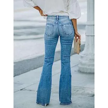 KUNMI Women's Flare Bell Bottom Jeans High Waisted Wide Leg Bootcut Jeans Stretchy Denim Pants