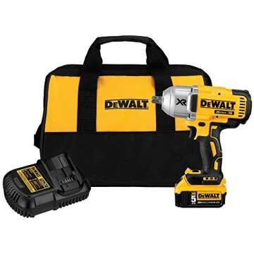 DEWALT 20V MAX XR Impact Wrench Kit, Brushless, High Torque, Detent Anvil, 1/2-Inch (DCF899P1)