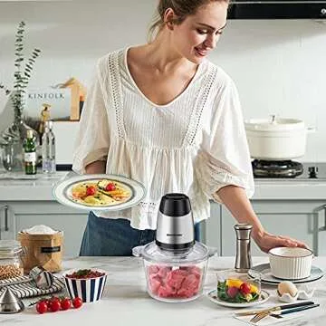 Homeleader Electric Food Chopper, 300W Stainless Steel Blade, Food Processor with 2L Glass Bowl, 2S ...