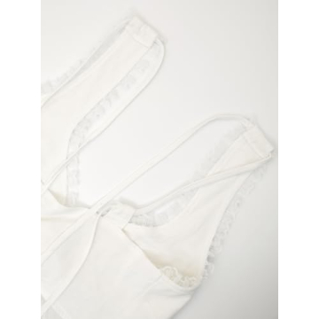 Remidoo Women's Lace Trim Open Front Cami Crop Top