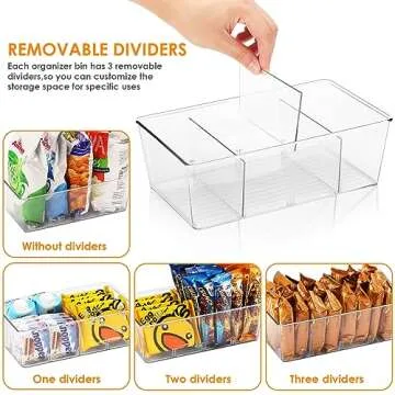 Hronta 4 Pack Clear Organizer Bins for Kitchen & Fridge