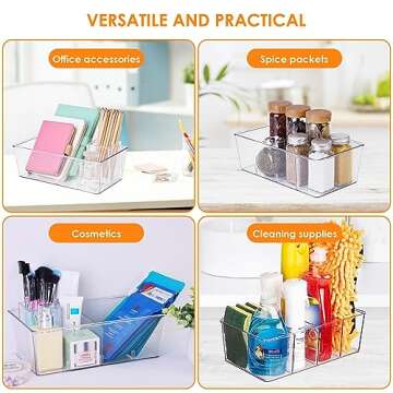 Hronta 4 Pack Clear Organizer Bins for Kitchen & Fridge
