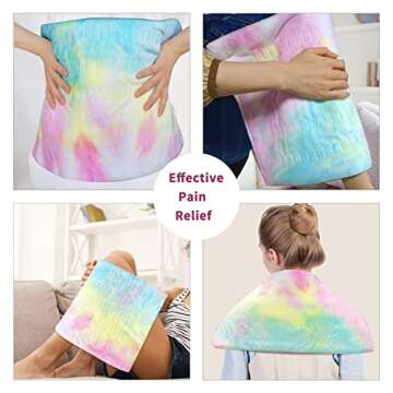 GOQOTOMO Electric Heated Pad for Back/Waist/Abdomen/Sh-oulder/Neck Pain and Cramps Relief - Moist and Dry Heat Therapy with Auto-Off Hot Heating Pad by-Rainbow