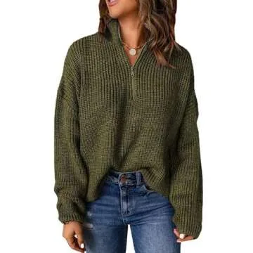 EVALESS Fall Sweater for Women - Chic Warm Knit Pullover - Green XX-Large