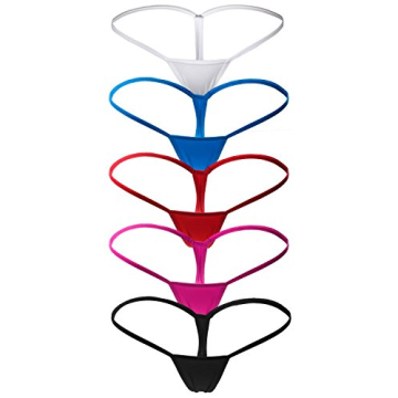 ETAOLINE Women's Low Rise Micro Back G-String Thong Panty Lingerie Set – 5 Color Pack