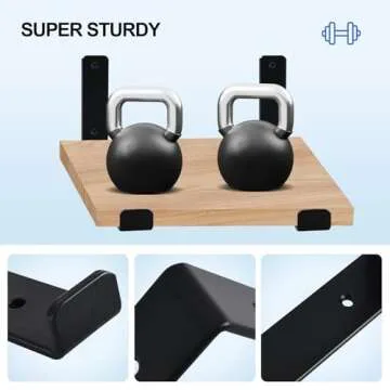 4 Pack - 11.25"L x 6"H x 1.5"W J Lip Shelf Brackets Rustic Farmhouse Iron Wall Floating Shelf Bracket Metal Shelf Bracket Industrial Shelf Supports with Screws Black