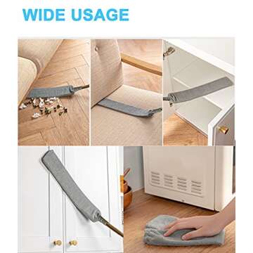Upgraded Microfiber Gap Duster with Extendable Pole for Easy Cleaning