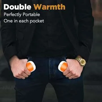2 Pack Hand Warmers Rechargeable, Portable Electric Hand Warmers Reusable, USB 2 in 1 Handwarmers, Outdoor/Indoor/Warm Gifts for Men Women Kids (Orange White & Orange White *2)