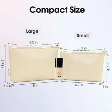 Wandering Nature Makeup Bag Small Cosmetic Bag for Purse 2 Pack Small Make Up Pouch Vegan Leather Cu...