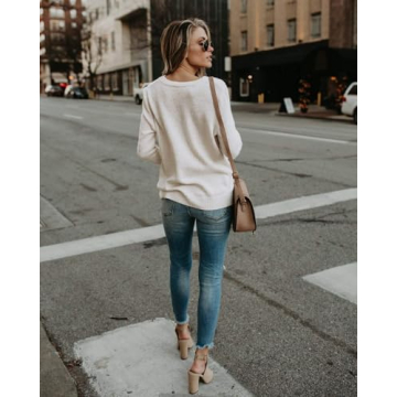 Softome Women's Deep V-Neck Stylish Cozy Sweater