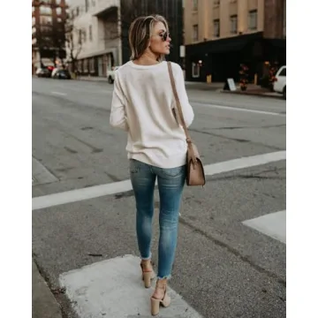 Softome Women's Deep V-Neck Stylish Cozy Sweater