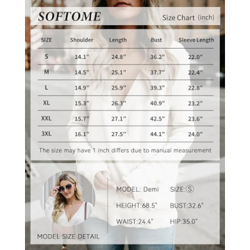 Softome Women's Deep V-Neck Stylish Cozy Sweater