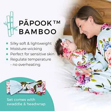 Posh Peanut Baby Swaddle Blanket, Premium Soft Päpook Viscose from Bamboo Swaddles Wrap & Headband Set, Anti Stink Breathable Infant Receiving Swaddling Blankets, Large Boy & Girl Newborn Shower Gift