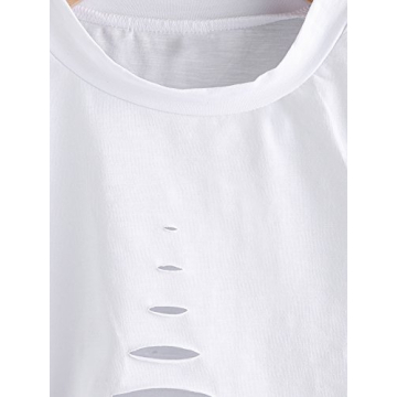 Stylish SweatyRocks Women's Cutout Tee Crop Top in White