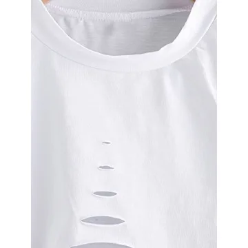 Stylish SweatyRocks Women's Cutout Tee Crop Top in White
