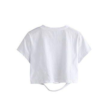 Stylish SweatyRocks Women's Cutout Tee Crop Top in White