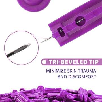 LotFancy Blood Testing Lancets - 30 Gauge, 100 Count, Painless & Safe