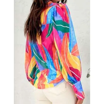 Zeagoo Blouses Button Down Shirts Long Sleeve Tops for Women Print Blouse Fashion 2024 Large